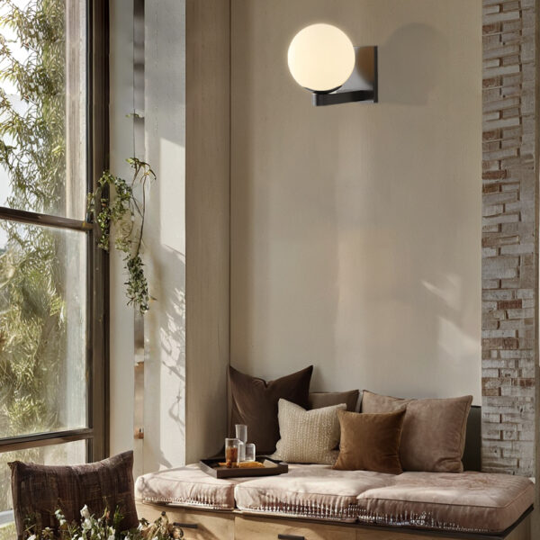 Globe Shade Matte Finish with Brass Accents Single Light Sconce - Image 10