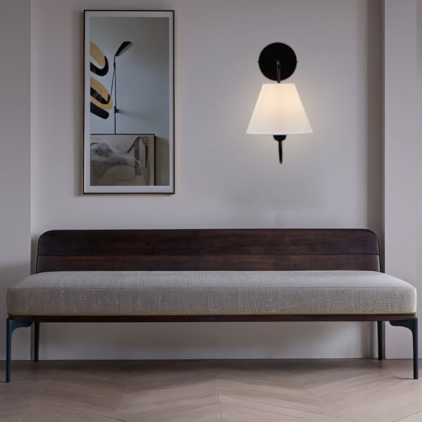 Midcentury Linen Shade Single Swoop Sconce - Image 21