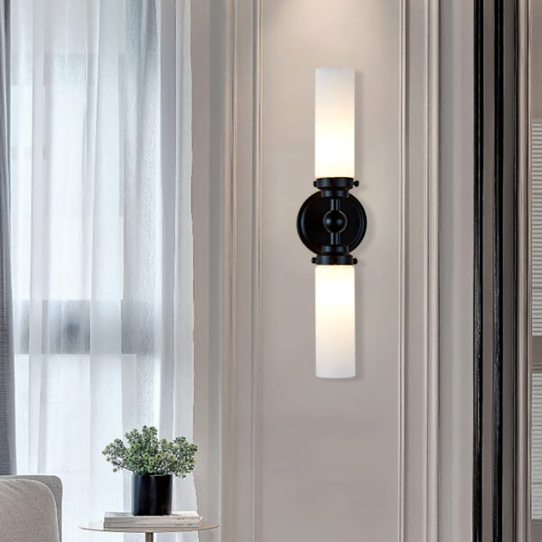 Milk Glass Double Tube Sconce Vanity Light - Image 23