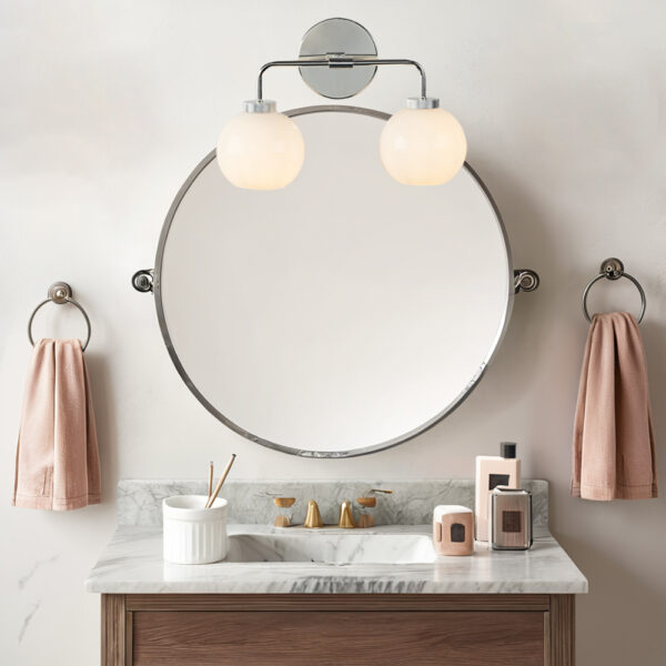 Globe Shade Matte Finish with Brass Accents Double Light Sconce - Image 63