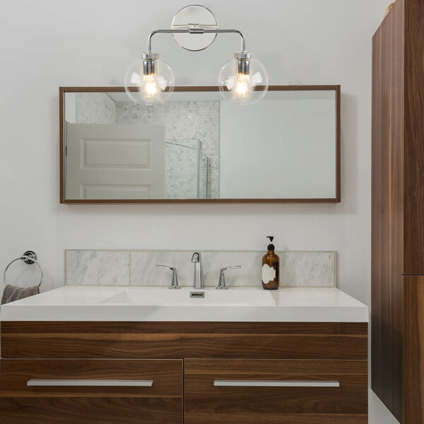 Globe Shade Matte Finish with Brass Accents Double Light Sconce - Image 76