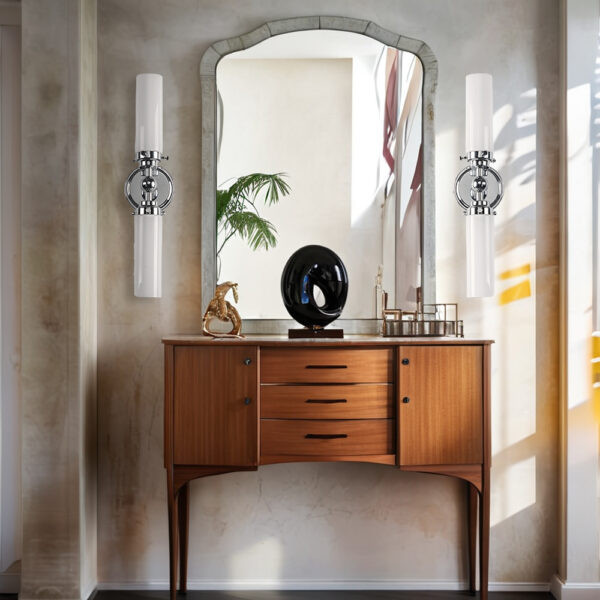 Milk Glass Double Tube Sconce Vanity Light - Image 40