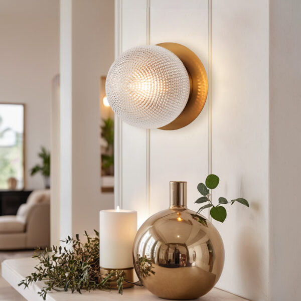 Minimalist Textured Prismatic Glass Wall Sconce - Image 11