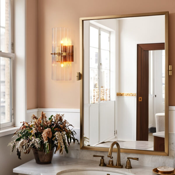Vintage-Inspired Modern Brass and Crystal Wall Sconce - Image 11