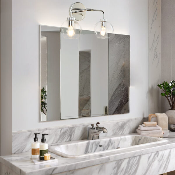 Globe Shade Matte Finish with Brass Accents Double Light Sconce - Image 77