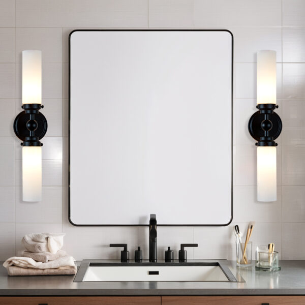 Milk Glass Double Tube Sconce Vanity Light - Image 29