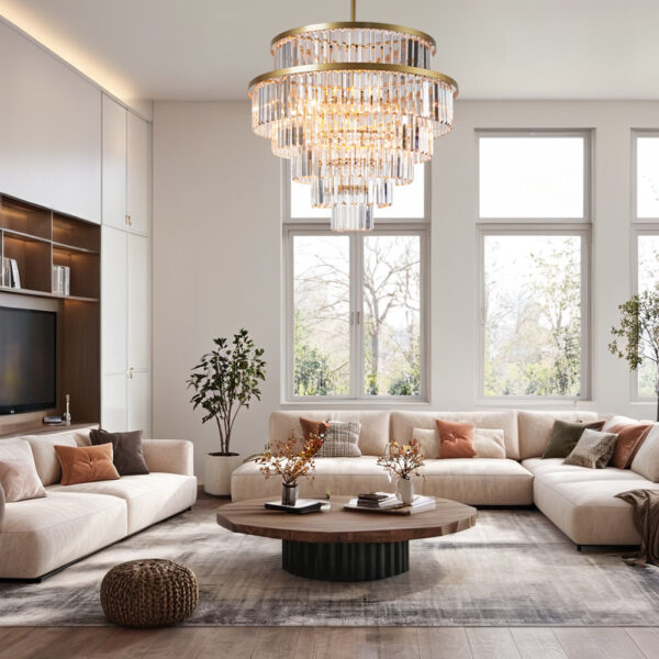 Crystal Elegance Vintage Brass Living Room Chandelier - Image 27