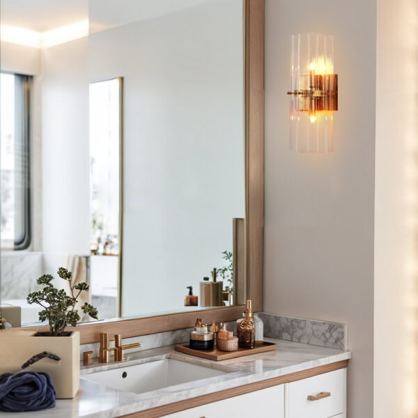 Vintage-Inspired Modern Brass and Crystal Wall Sconce - Image 12