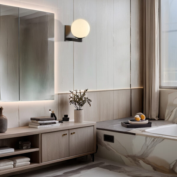 Globe Shade Matte Finish with Brass Accents Single Light Sconce - Image 12