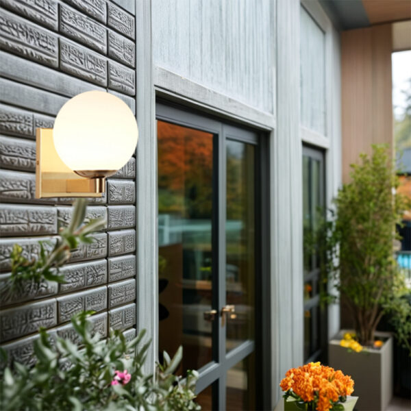 Globe Shade Matte Finish with Brass Accents Single Light Sconce - Image 33