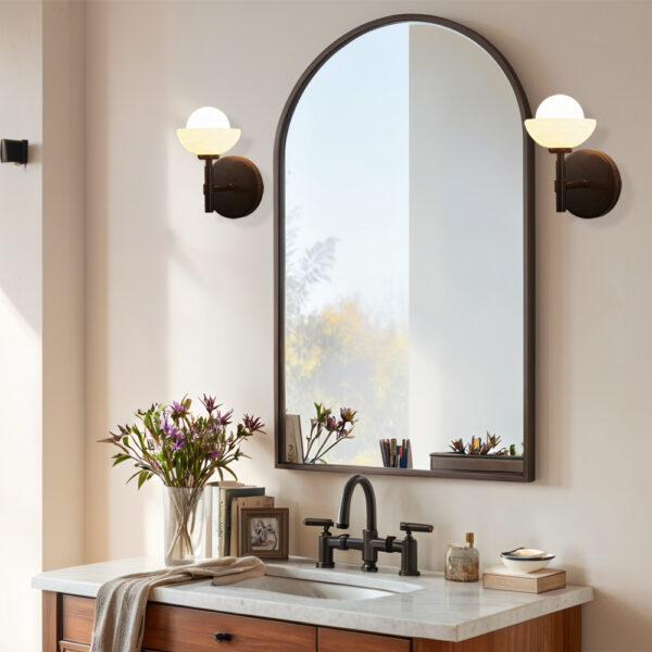 Alabaster Glow Hand-Carved Bathroom Sconce - Image 12