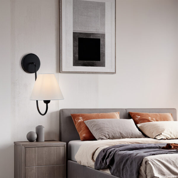 Midcentury Linen Shade Single Swoop Sconce - Image 23