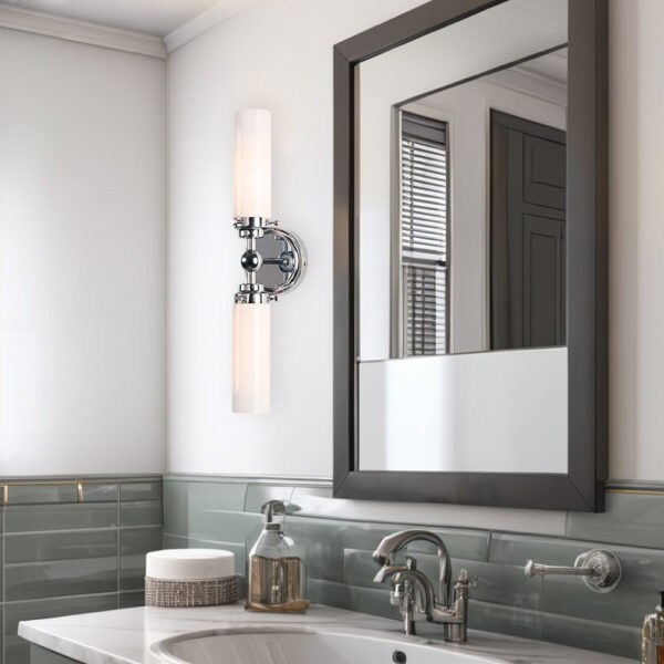 Milk Glass Double Tube Sconce Vanity Light - Image 42