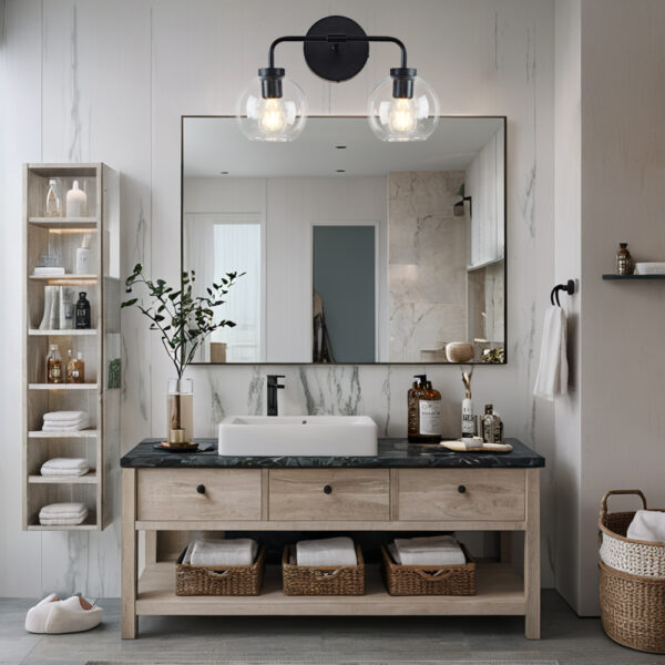 Globe Shade Matte Finish with Brass Accents Double Light Sconce - Image 26