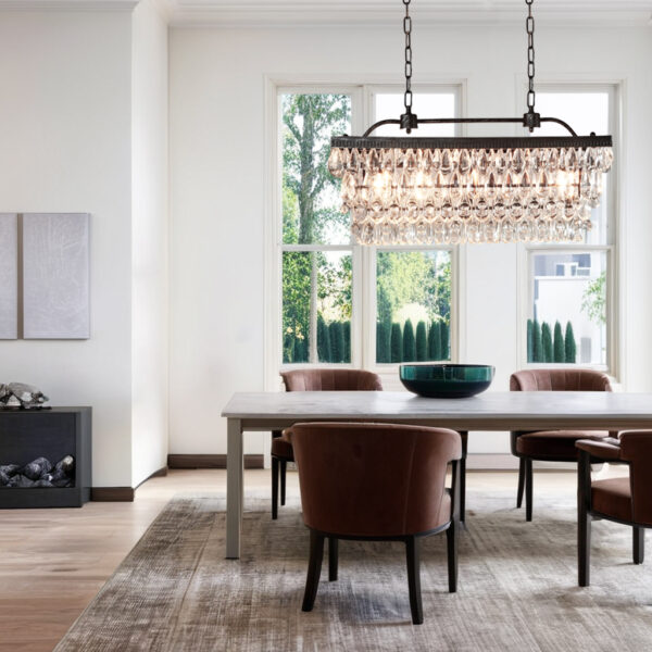 Crystal Raindrop Elegance Rectangular Chandelier - Image 12