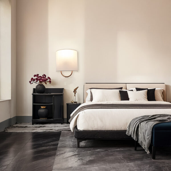 Iron Sconce with Demi-Lune Linen Shade - Image 13