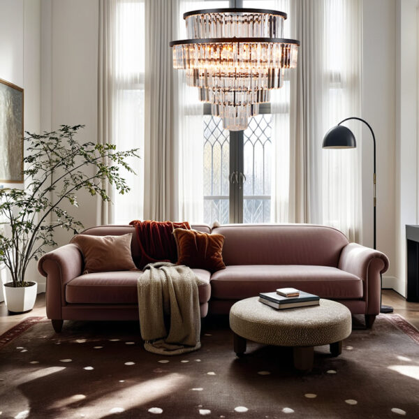 Crystal Elegance Vintage Brass Living Room Chandelier - Image 14
