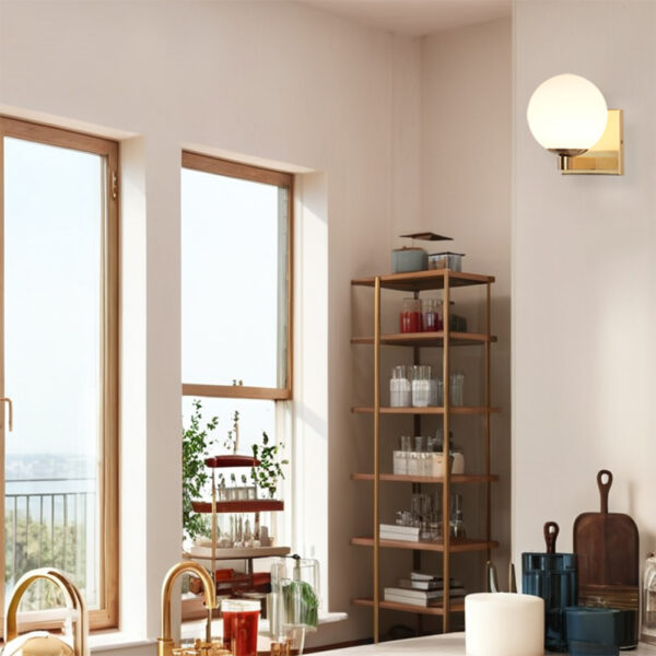 Globe Shade Matte Finish with Brass Accents Single Light Sconce - Image 34