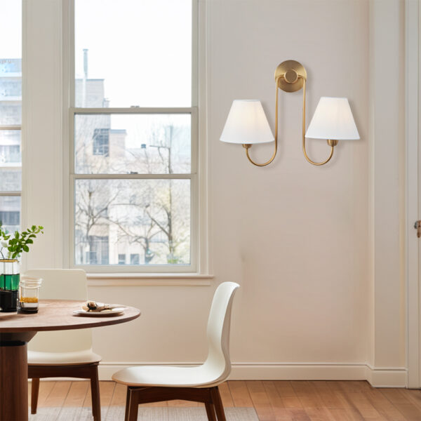 Modern Linen Shade Double Swoop Sconce - Image 13