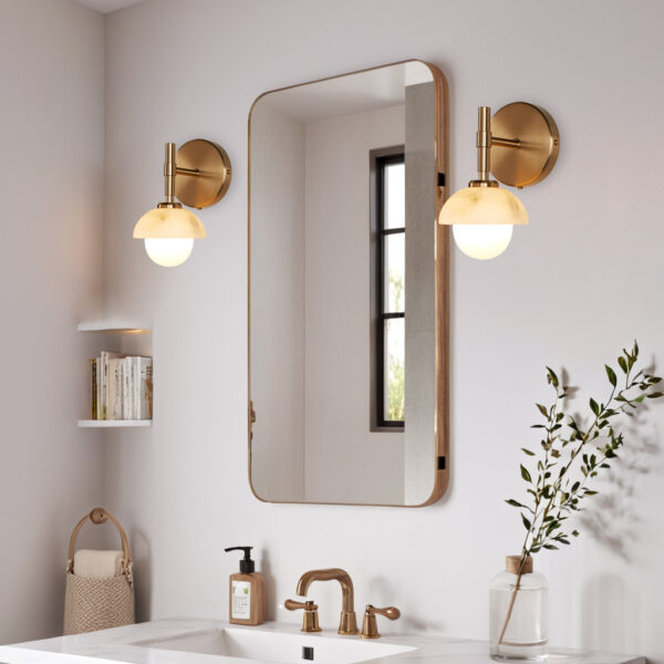 Alabaster Glow Hand-Carved Bathroom Sconce - Image 34