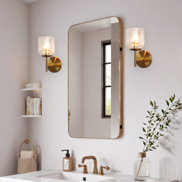 Bell-shaped Fluted Glass Wall Sconce - Image 13