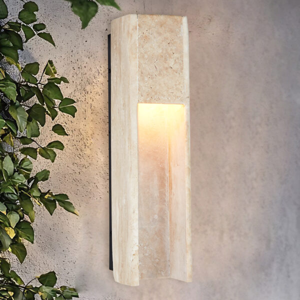 Travertine Polished Stainless Steel Canopy Outdoor Sconce - Image 3