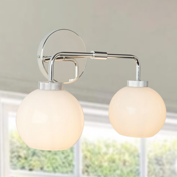 Globe Shade Matte Finish with Brass Accents Double Light Sconce - Image 55