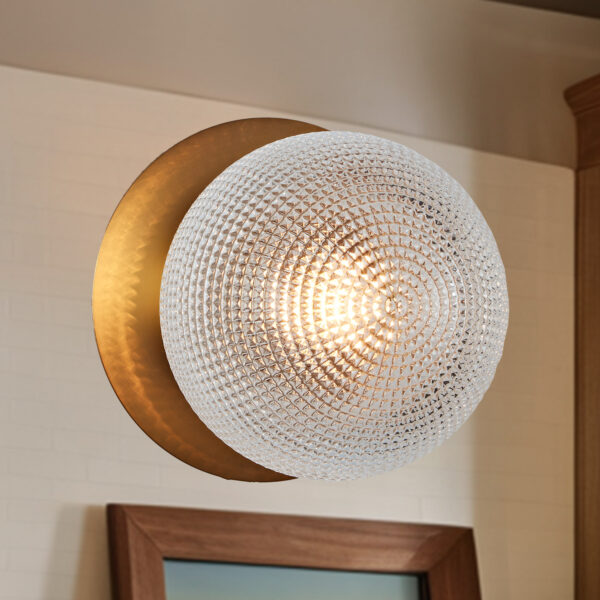 Minimalist Textured Prismatic Glass Wall Sconce - Image 3