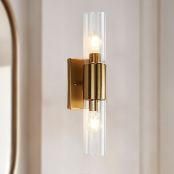 Rustic Geometric Design Double Tube Wall Sconce - Image 3