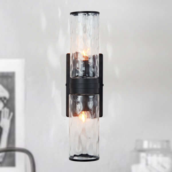 Hammered Clear Glass Shades Candelabra Sconce - Image 3