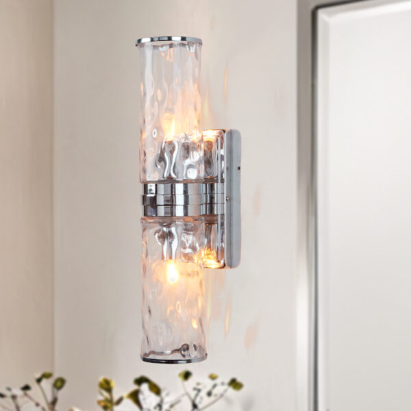 Hammered Clear Glass Shades Candelabra Sconce - Image 16