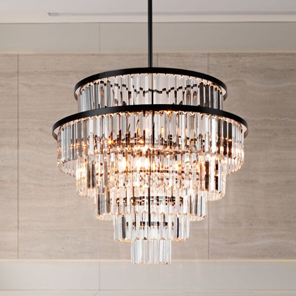 Crystal Elegance Vintage Brass Living Room Chandelier - Image 3