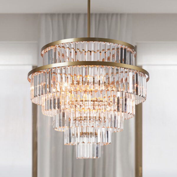 Crystal Elegance Vintage Brass Living Room Chandelier - Image 17