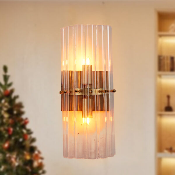 Vintage-Inspired Modern Brass and Crystal Wall Sconce - Image 3