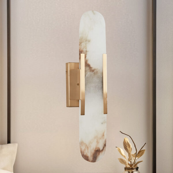 Alabaster Elegance Backplate Sconce