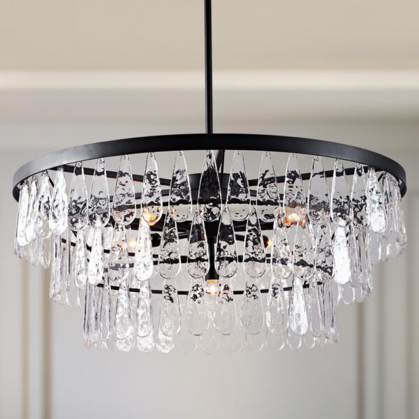 Textured Glass Tile Round Chandelier - Image 3