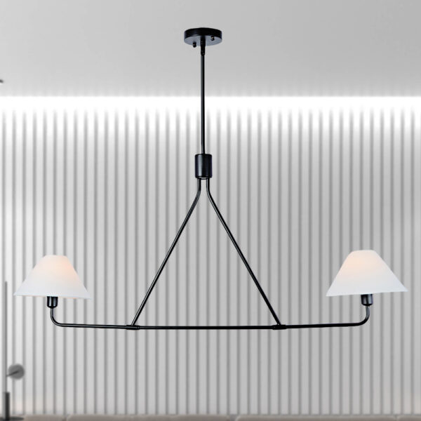 Ivory Linen Conical Linear Chandelier - Image 3