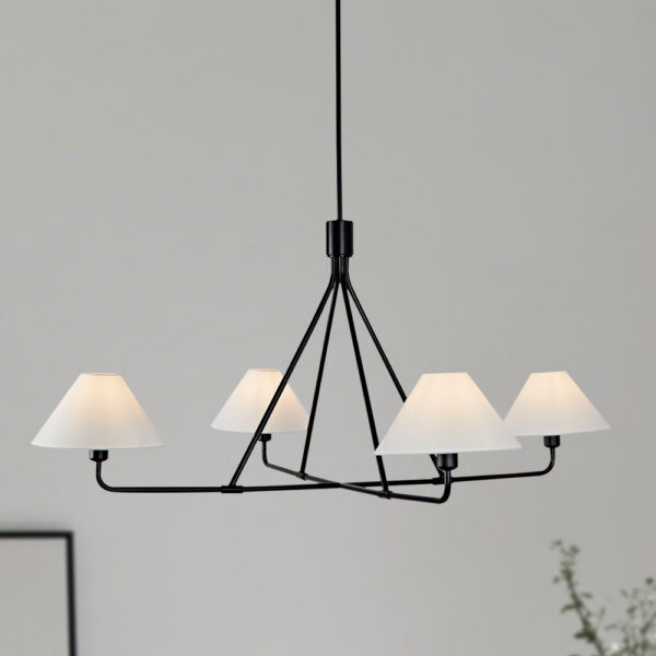 Ivory Linen Conical Round Chandelier
