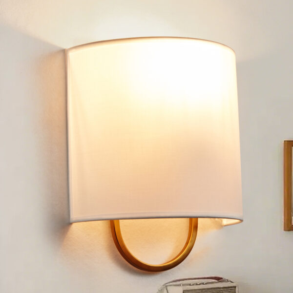 Iron Sconce with Demi-Lune Linen Shade