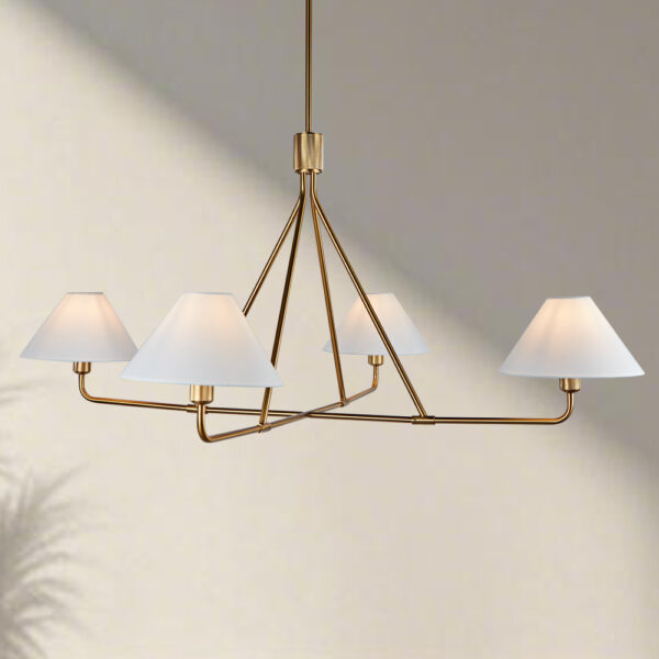 Ivory Linen Conical Round Chandelier - Image 13