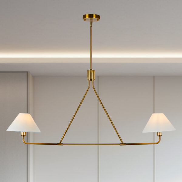 Ivory Linen Conical Linear Chandelier - Image 19