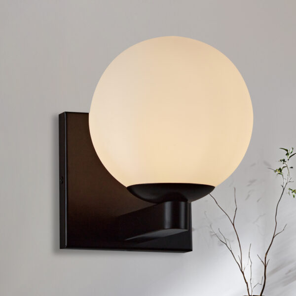 Milk Glass Globe Torch Indoor Outdoor Sconce