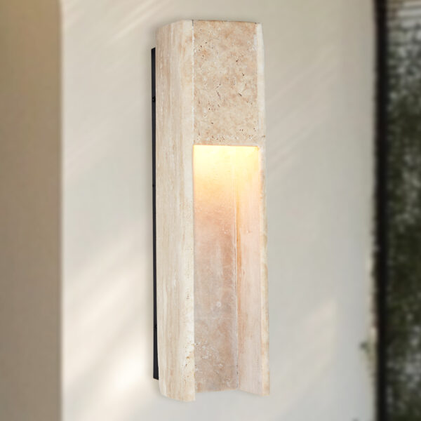 Travertine Polished Stainless Steel Canopy Outdoor Sconce