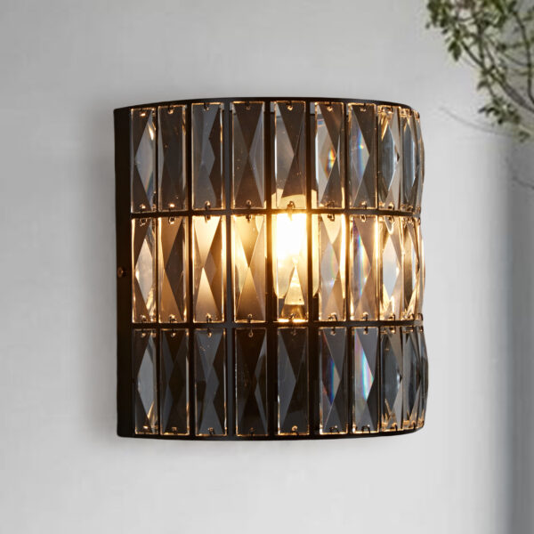 Antique Bronze Finish Crystal Sconce - Image 3