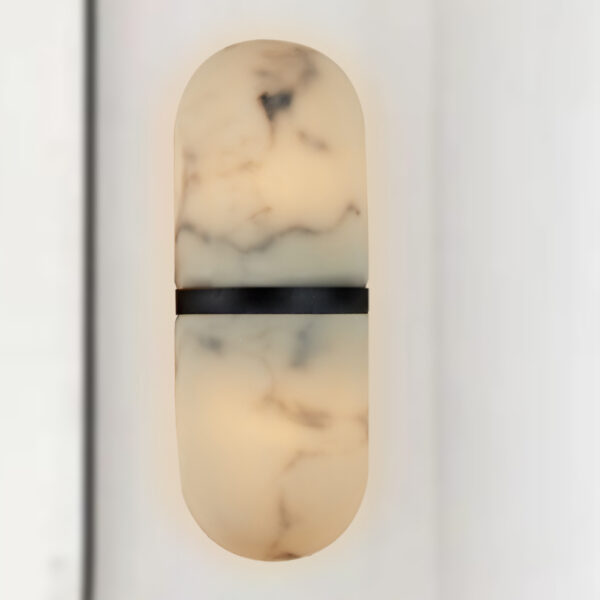 Modern Alabaster-Style Resin Wall Sconce with Metal Frame - Image 13