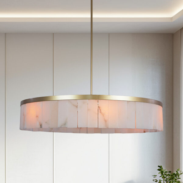 Modern Round Alabaster Tile Chandelier - Image 21