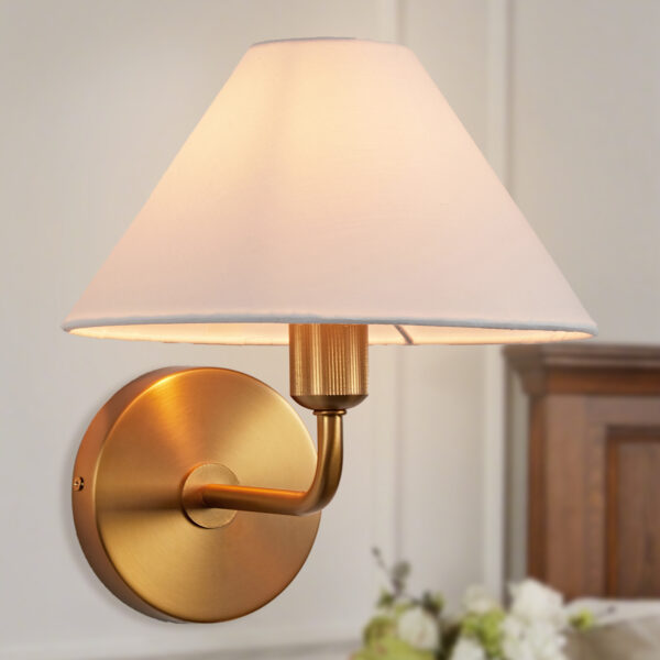 Ivory Linen Conical Wall Sconce