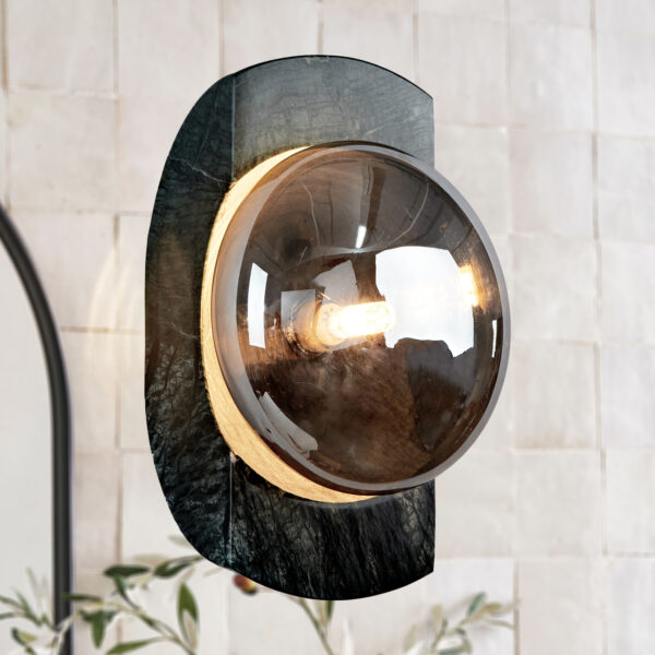 Smoked Luster Veining Globe Wall Sconce - Image 2