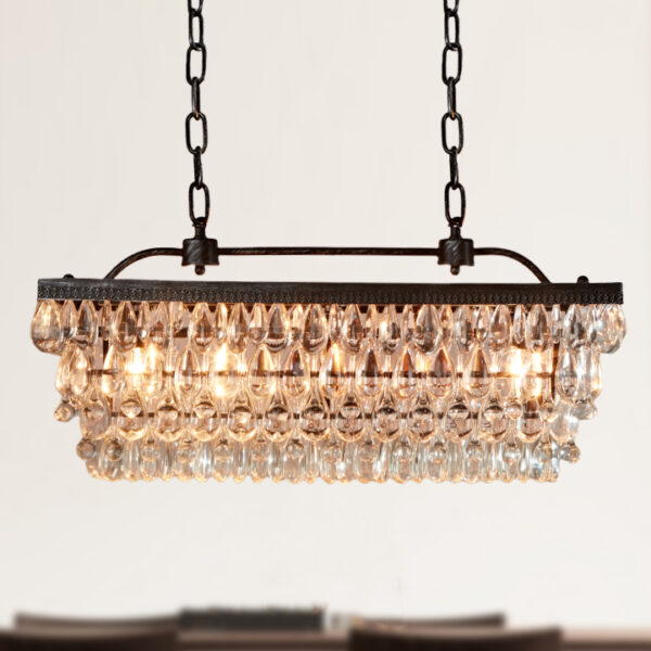 Vintage Rectangular Crystal Chandelier - Image 3
