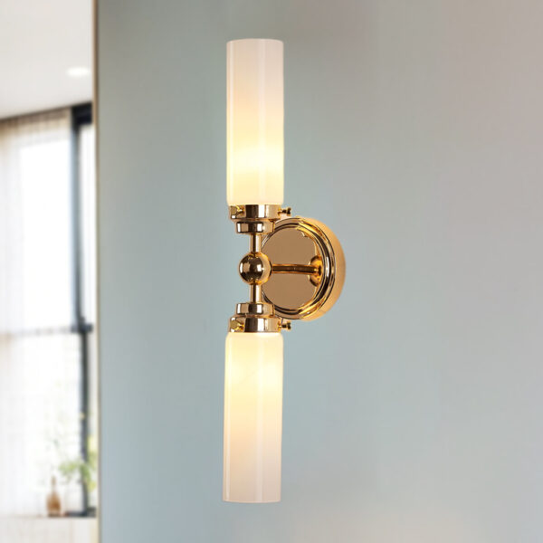 Milk Glass Double Tube Sconce Vanity Light - Image 3